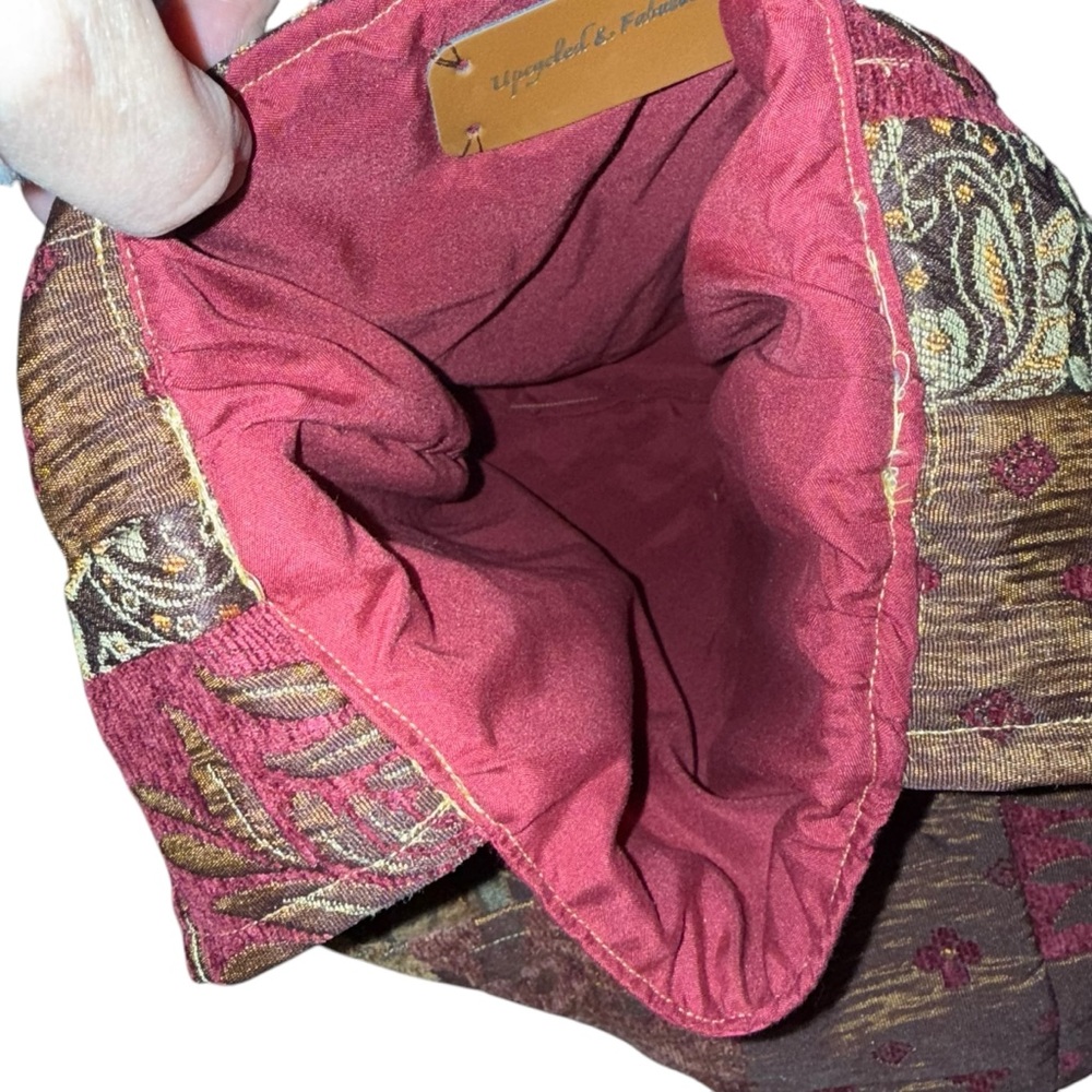 Upcycled Boho Fringe Crossbody Shoulder Bag Cheetah Handmade Sequins Wide Strap - Picture 7 of 8